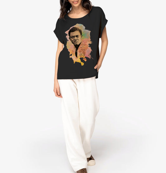 Lumumba Color I Women's cuffed sleeve t-shirt