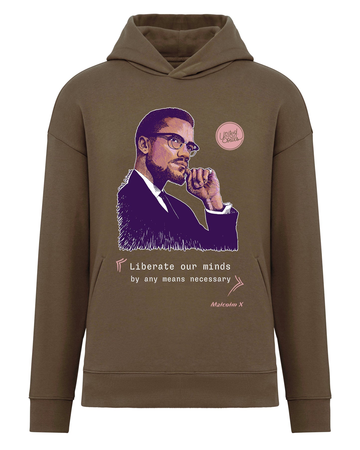 Malcolm X I Le sweat-shirt à capuche oversize unisexe United Souls - Des visages, une lutte, un héritage à porter !
