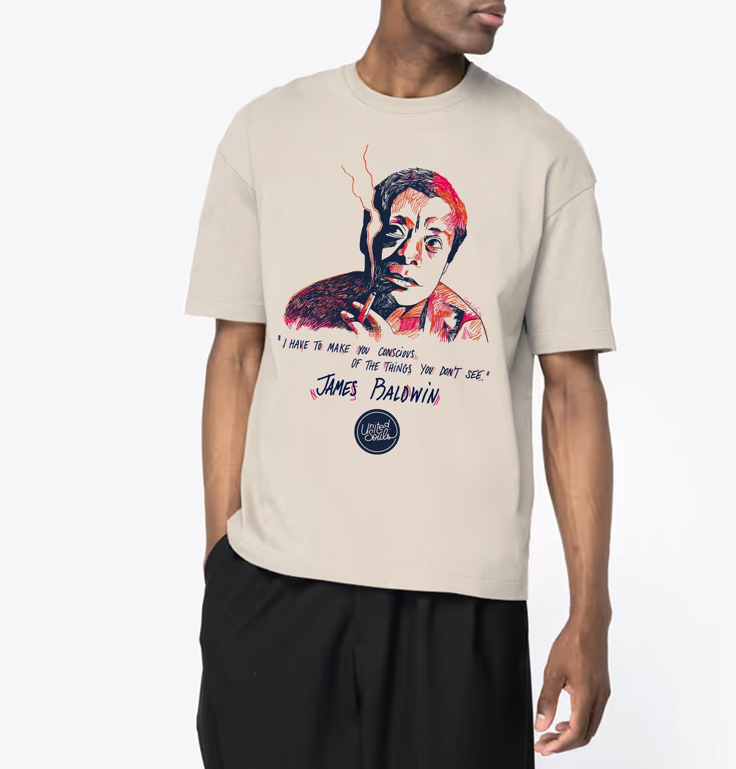 James Baldwin I Le T-shirt oversize Homme United Souls - Des visages, une lutte, un héritage à porter !