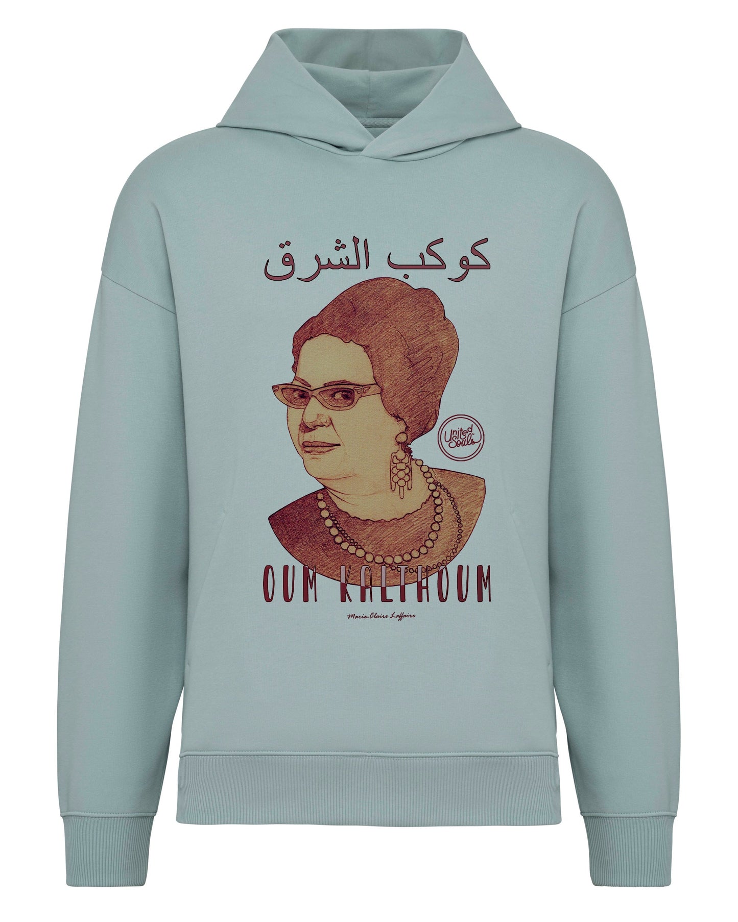 Oum Kalthoum I Le sweat-shirt à capuche oversize unisexe United Souls - Des visages, une lutte, un héritage à porter !