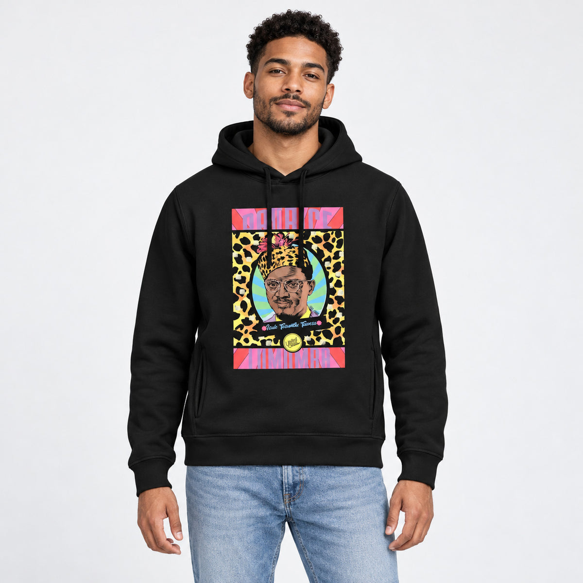 Lumumba Pop Art | Umweltfreundlicher Unisex-Kapuzenpullover