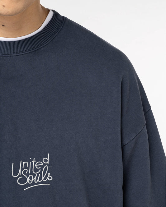 United Souls | Sweat-shirt à col rond délavé oversize unisexe United Souls - Des visages, une lutte, un héritage à porter !