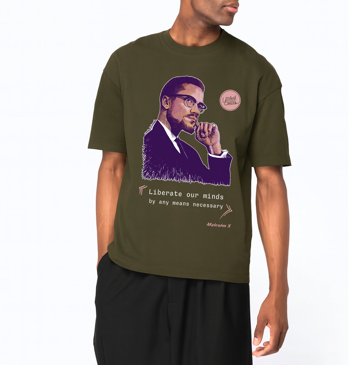 Malcolm X I Le T-shirt oversize Homme United Souls - Des visages, une lutte, un héritage à porter !