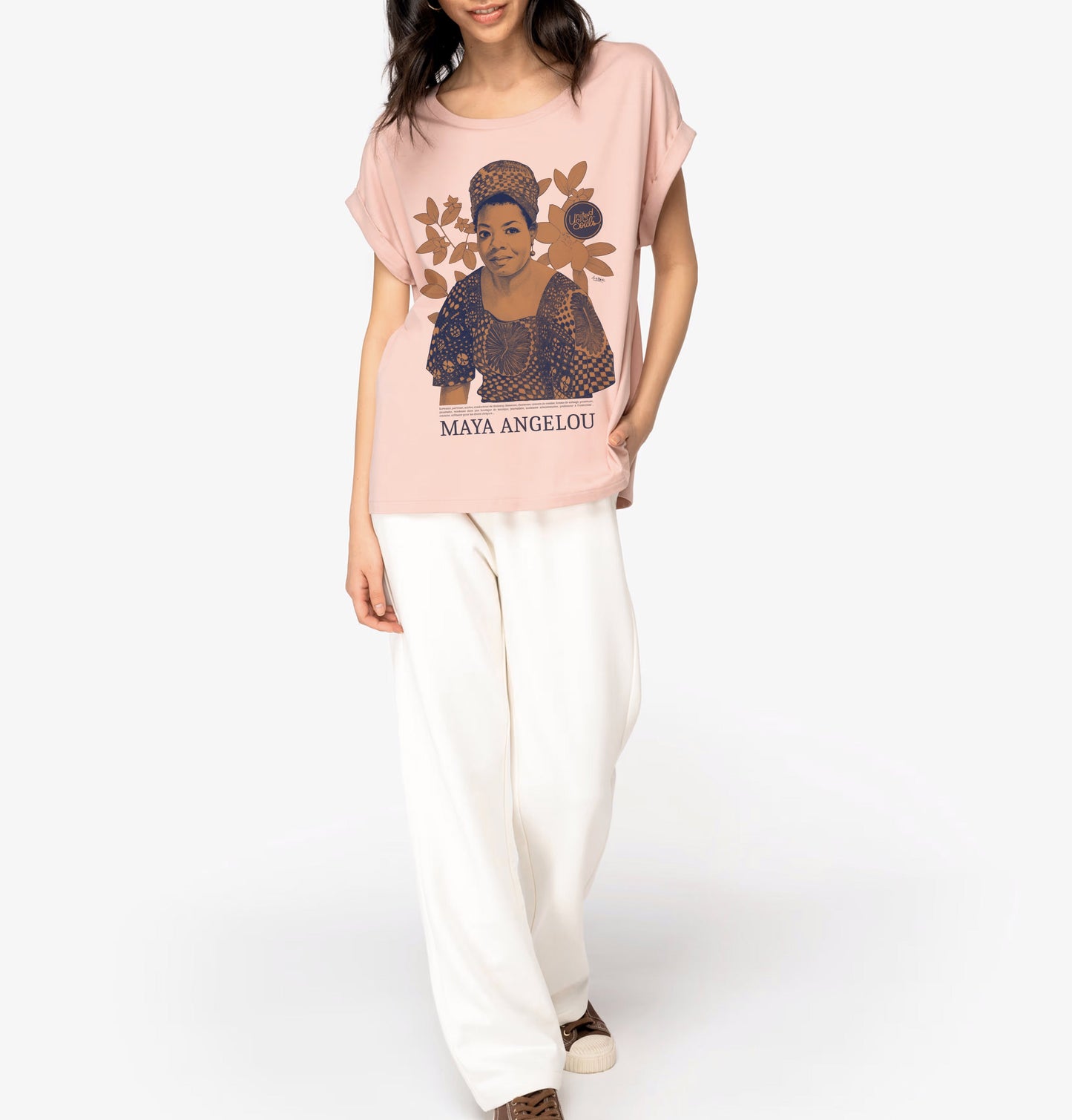 Maya Angelou color I Le t-shirt manches à revers femme United Souls - Des visages, une lutte, un héritage à porter !