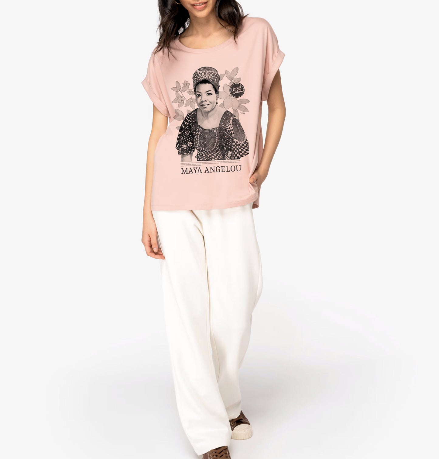 Maya Angelou Classic I Le t-shirt manches à revers femme United Souls - Des visages, une lutte, un héritage à porter !