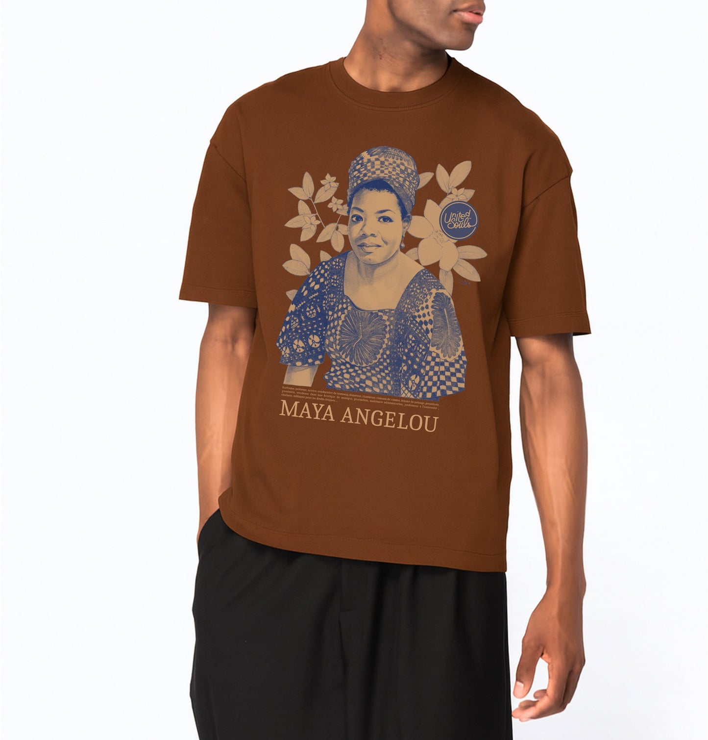 Maya Angelou Color I Le T-shirt oversize Homme United Souls - Des visages, une lutte, un héritage à porter !