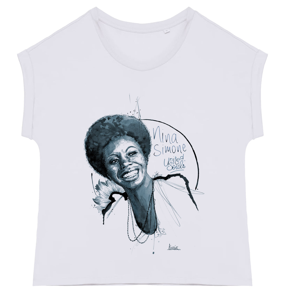Nina Simone I Le t-shirt manches à revers femme United Souls - Des visages, une lutte, un héritage à porter !
