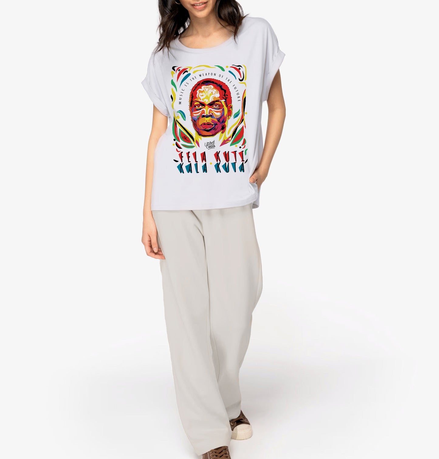 Fela Kuti I Le t-shirt manches à revers femme United Souls - Des visages, une lutte, un héritage à porter !