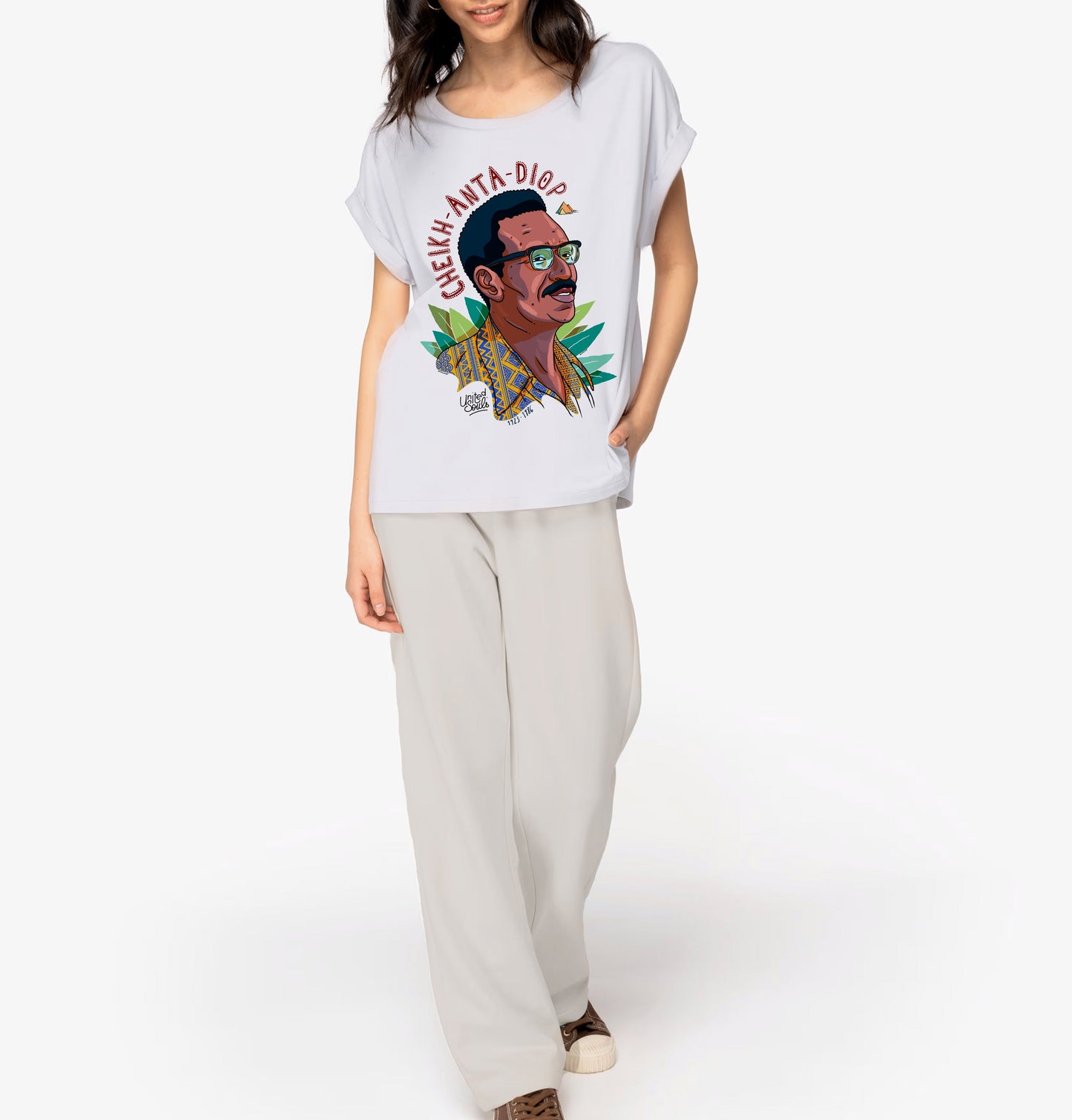 Cheikh Anta Diop I Le t-shirt manches à revers femme United Souls - Des visages, une lutte, un héritage à porter !