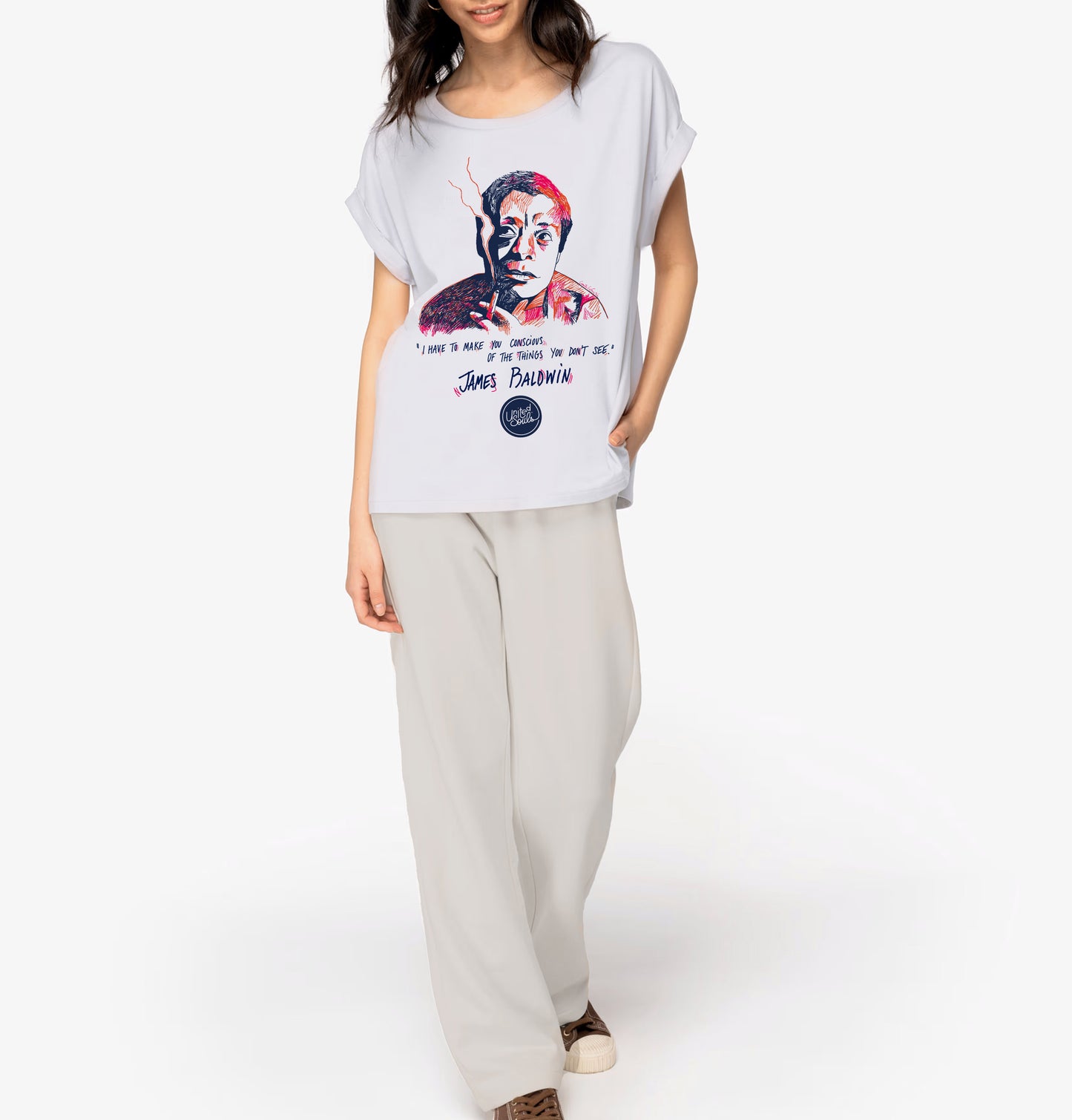 James Baldwin I Women's Turn-Up Sleeve T-Shirt