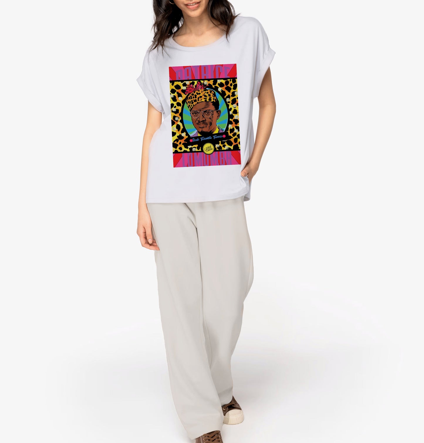 Lumumba Pop Art I Le t-shirt manches à revers femme United Souls - Des visages, une lutte, un héritage à porter !