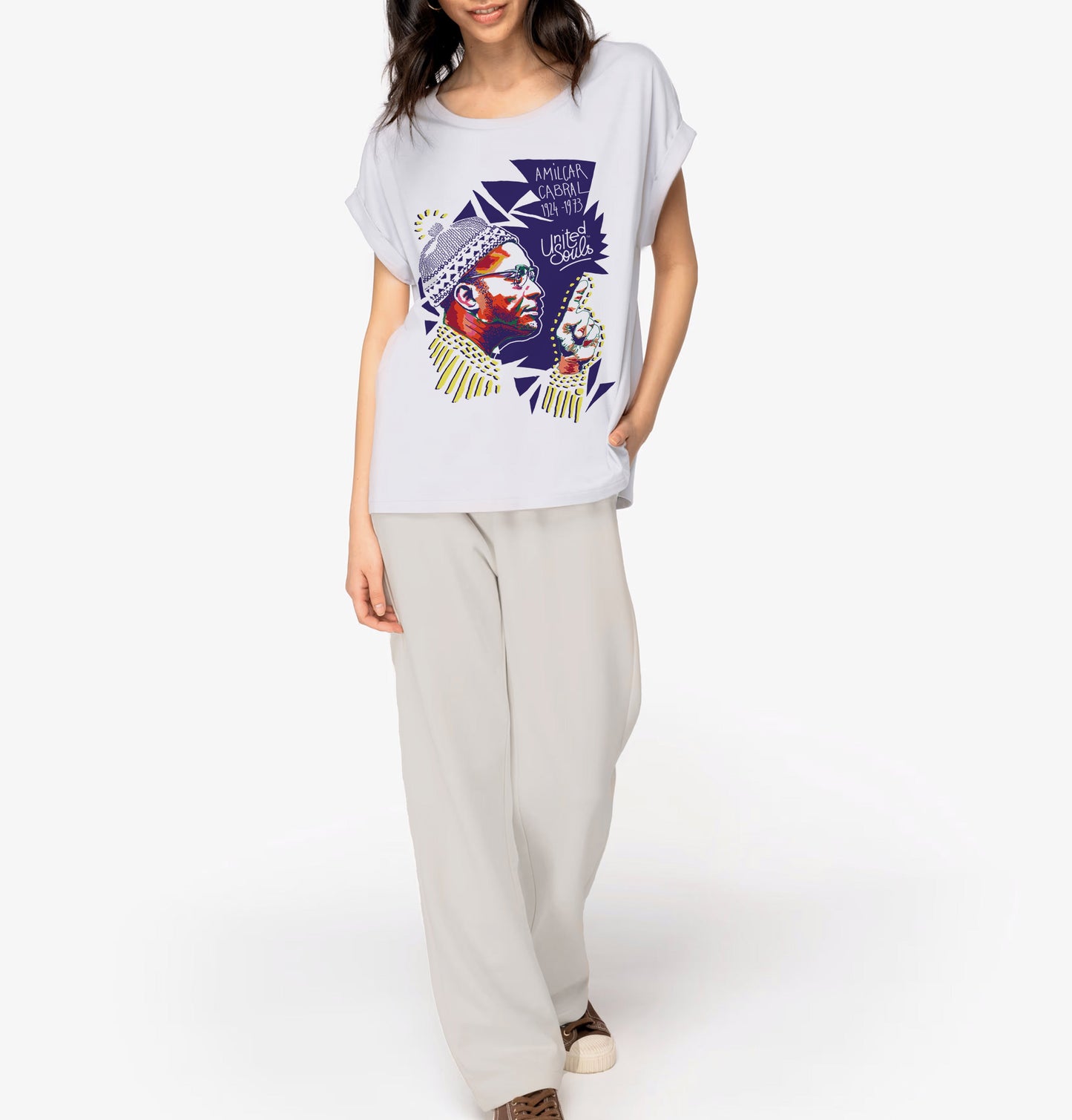 Amilcar Cabral I Le t-shirt manches à revers femme United Souls - Des visages, une lutte, un héritage à porter !