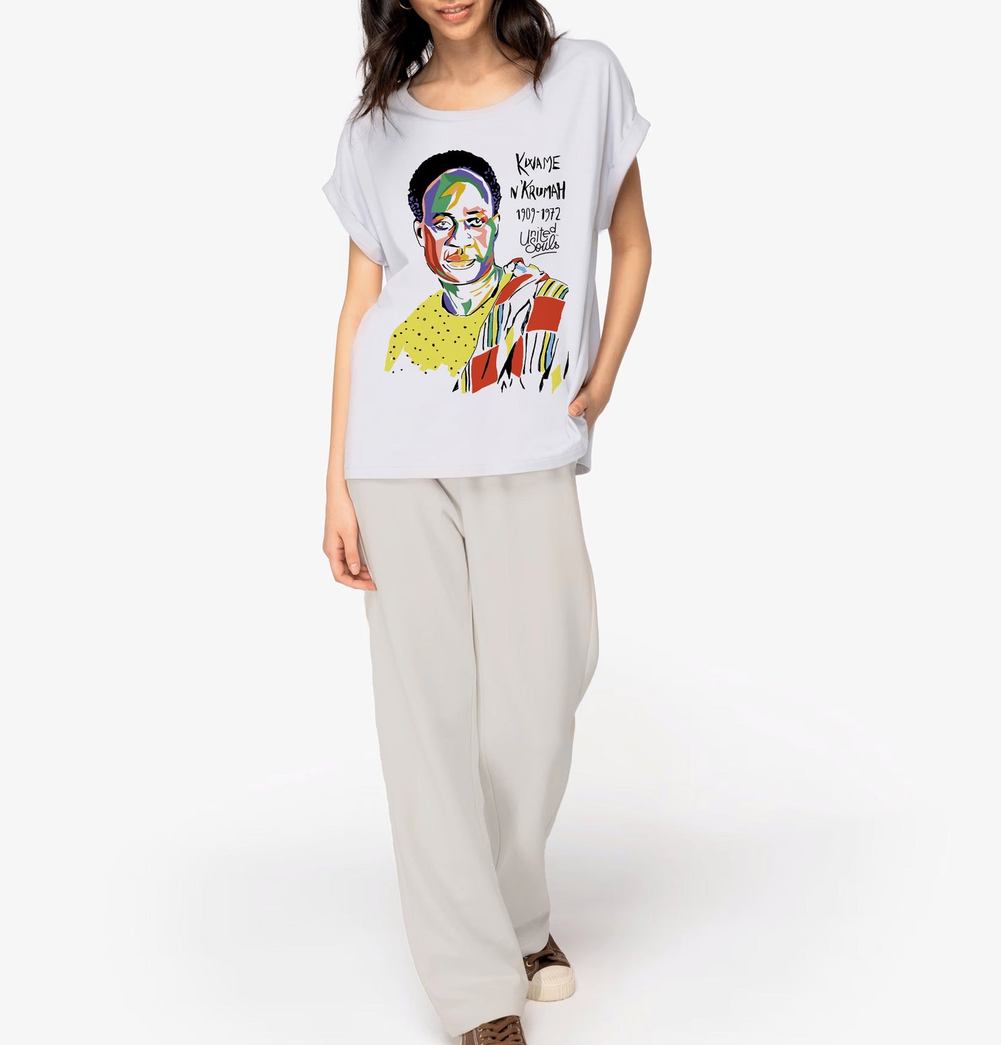 Kwame Nkrumah I Le t-shirt manches à revers femme United Souls - Des visages, une lutte, un héritage à porter !