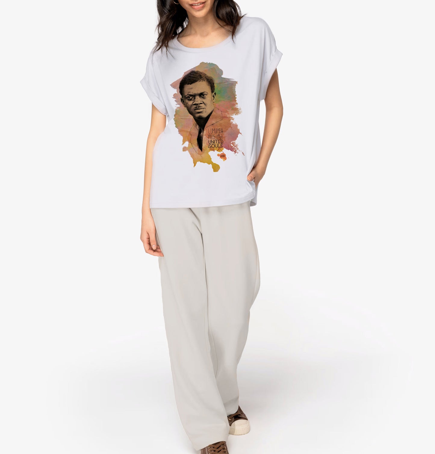 Lumumba Color I Le t-shirt manches à revers femme United Souls - Des visages, une lutte, un héritage à porter !