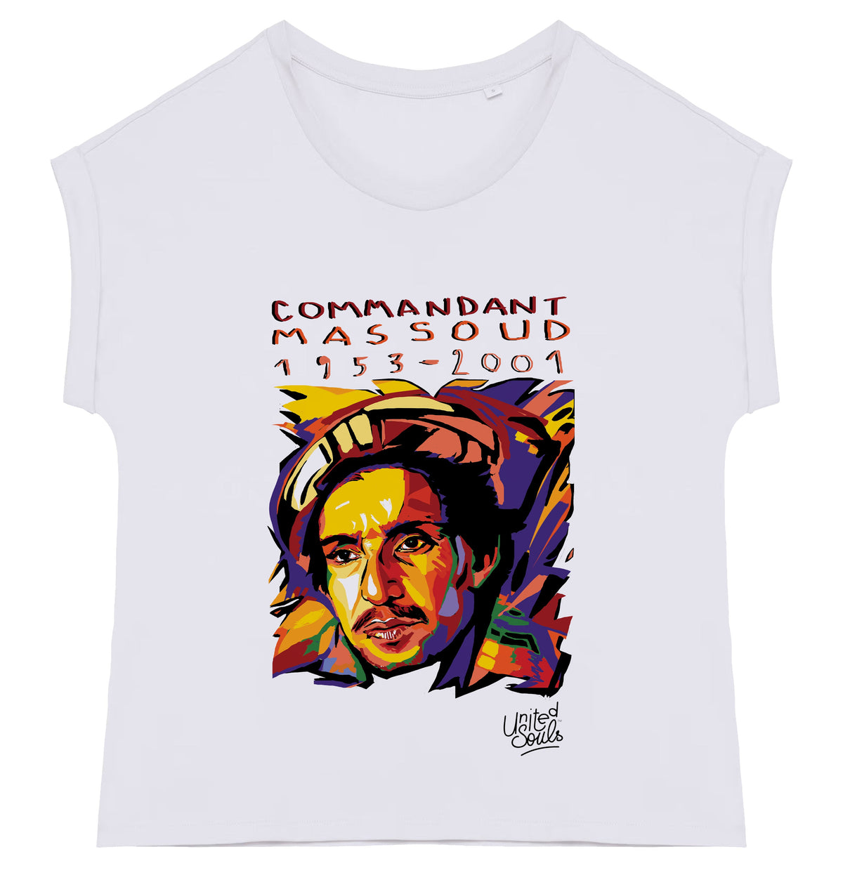 Ahmed Shah Massoud I Le t-shirt manches à revers femme United Souls - Des visages, une lutte, un héritage à porter !
