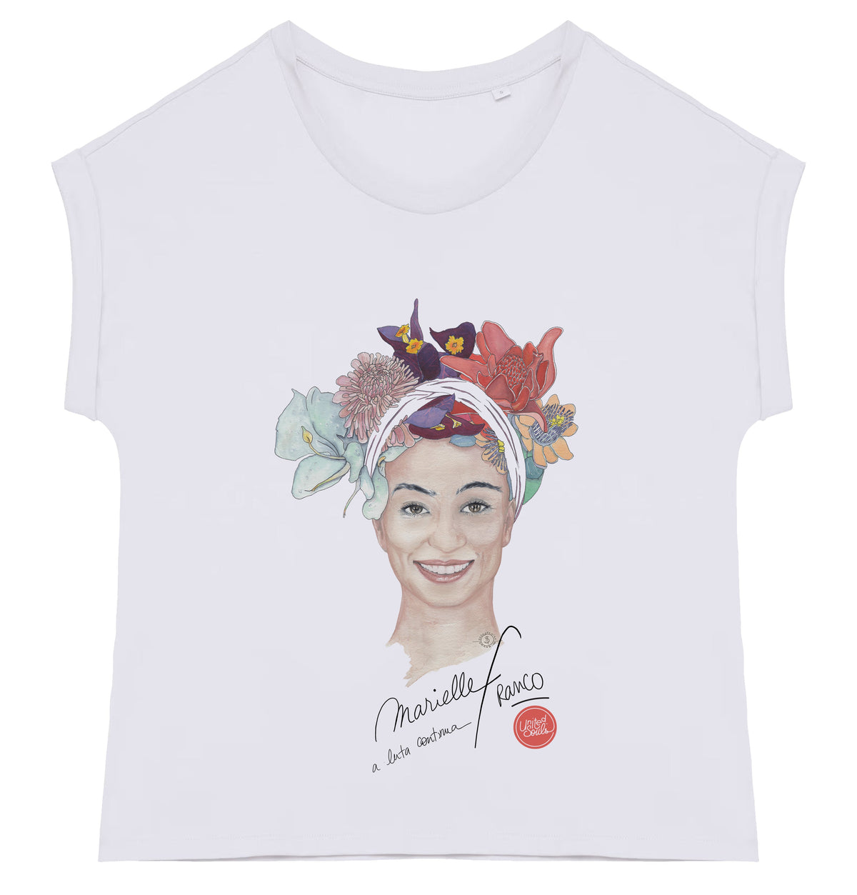 Marielle Franco I Le t-shirt manches à revers femme United Souls - Des visages, une lutte, un héritage à porter !