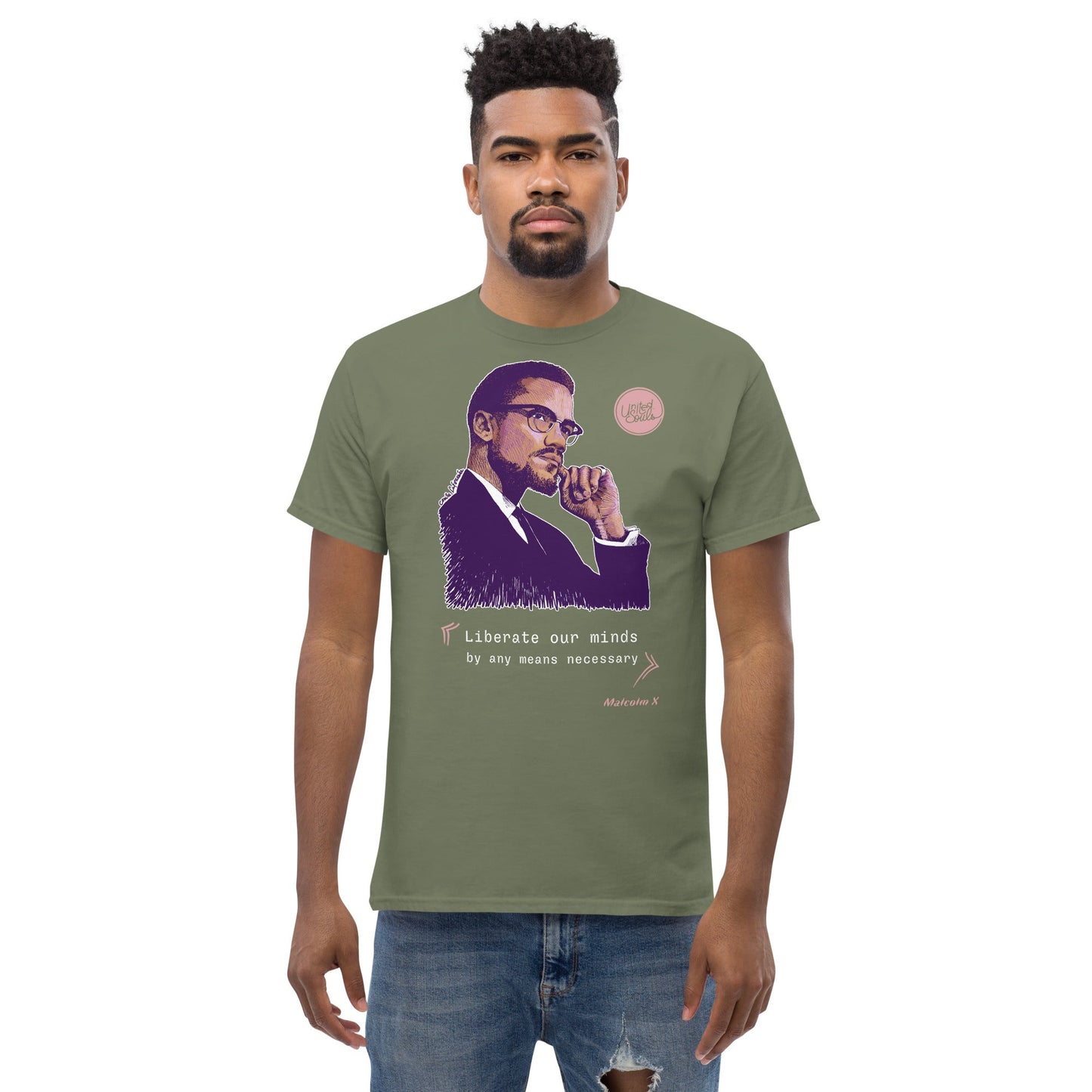 Malcolm X | Le t-shirt essentiel unisexe 100% coton United Souls - Des visages, une lutte, un héritage à porter !