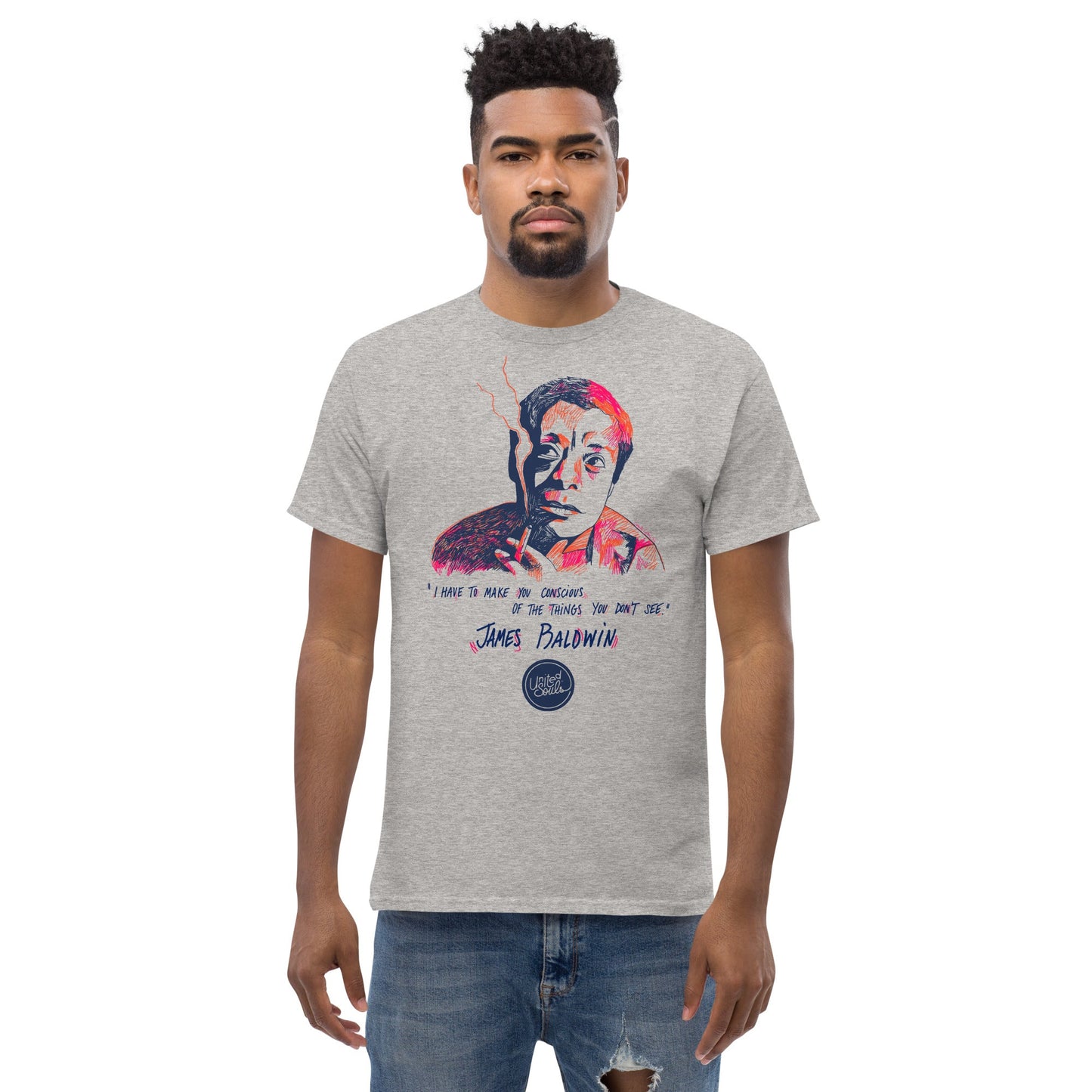 James Baldwin I Le t-shirt essentiel unisexe 100% coton United Souls - Des visages, une lutte, un héritage à porter !