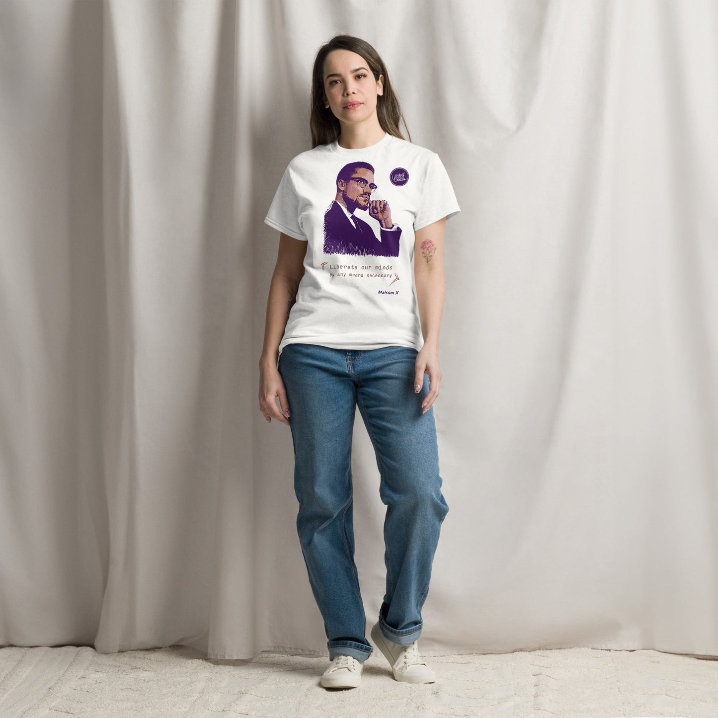 Malcolm X | Le t-shirt essentiel unisexe 100% coton United Souls - Des visages, une lutte, un héritage à porter !