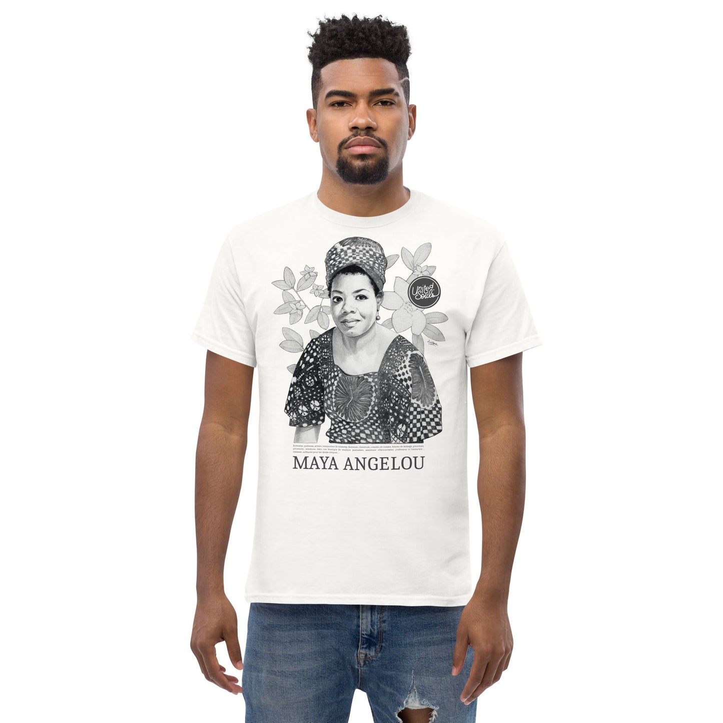 Maya Angelou classic I Le t-shirt essentiel unisexe 100% coton United Souls - Des visages, une lutte, un héritage à porter !