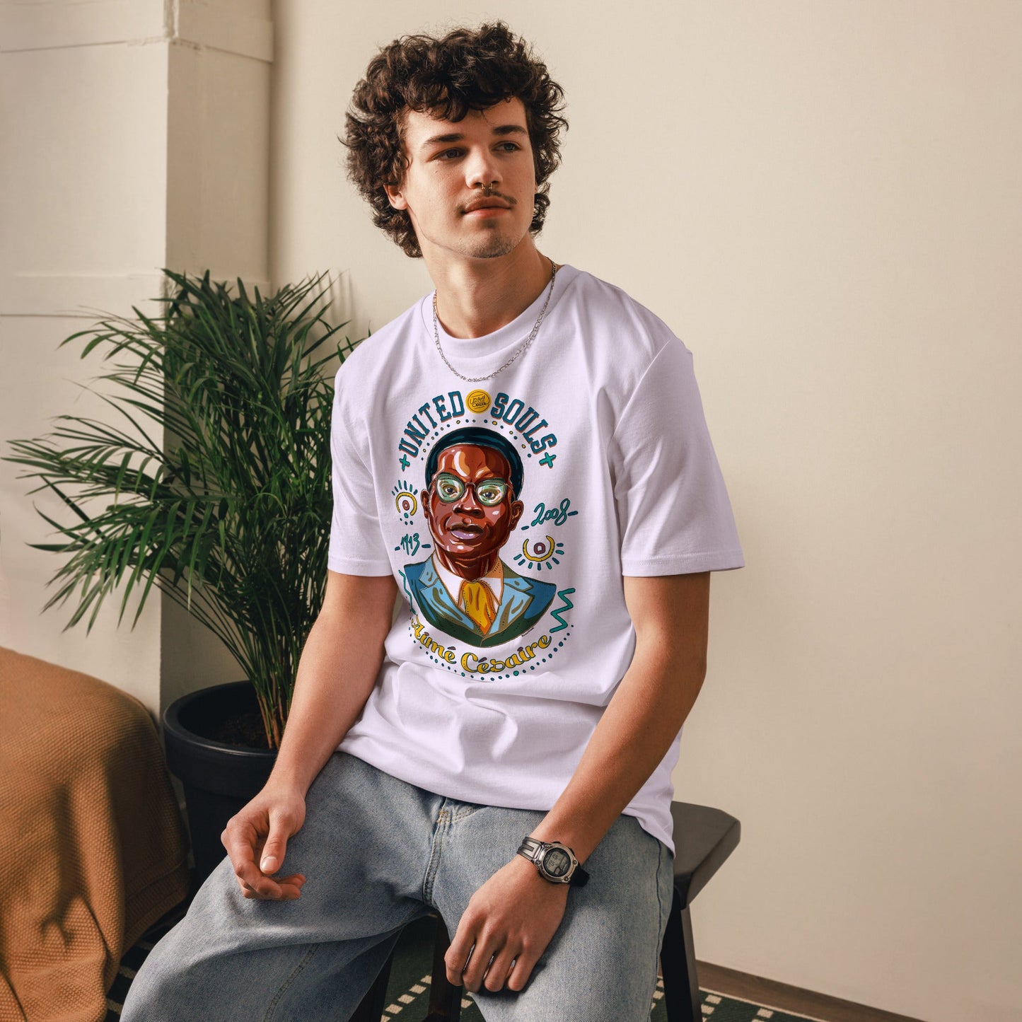 Aimé Césaire I Le t-shirt unisexe en coton biologique United Souls - Des visages, une lutte, un héritage à porter !