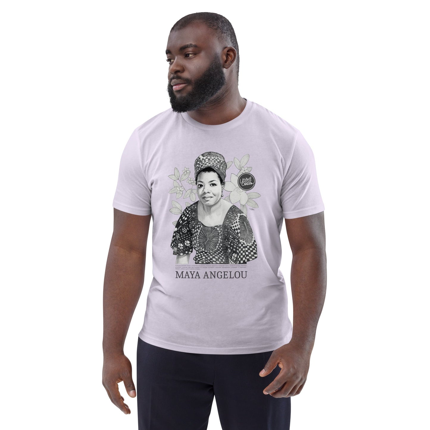 Maya Angelou I Le t-shirt unisexe en coton biologique United Souls - Des visages, une lutte, un héritage à porter !