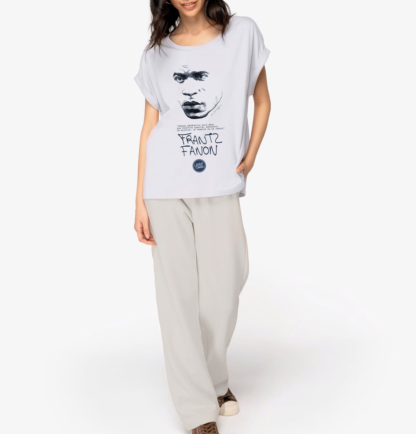 Frantz Fanon I Le t-shirt manches à revers femme United Souls - Des visages, une lutte, un héritage à porter !