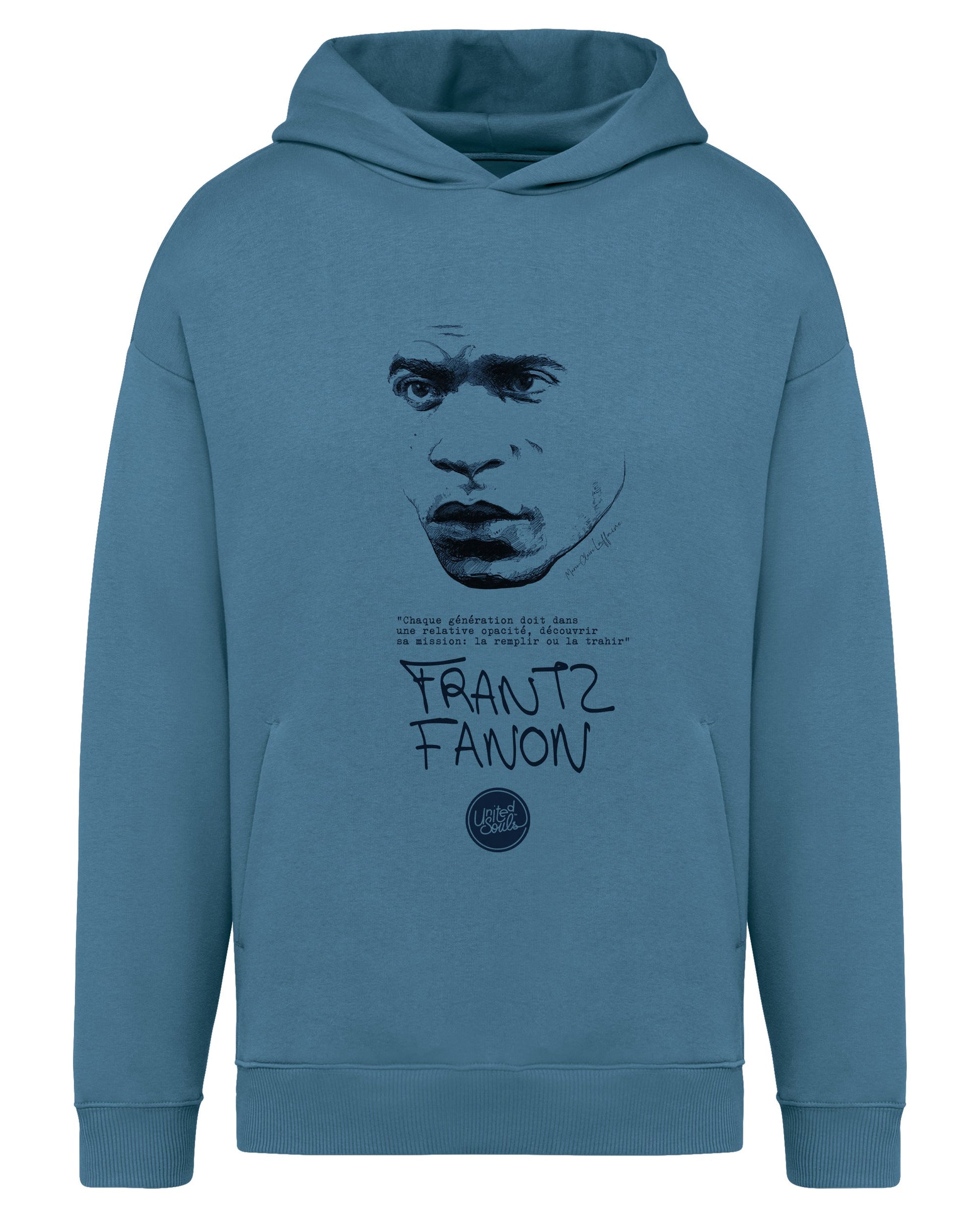 Frantz Fanon I Le sweat-shirt à capuche oversize unisexe United Souls - Des visages, une lutte, un héritage à porter !