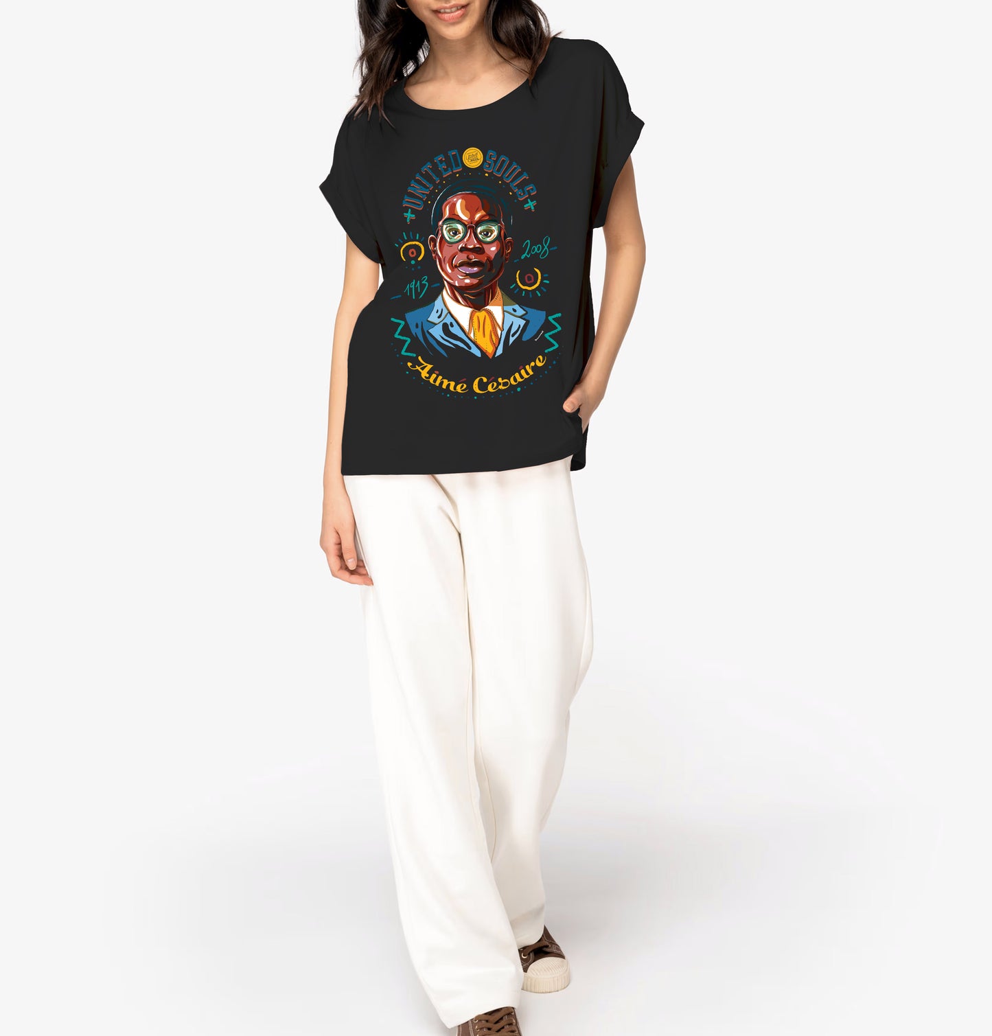 Aimé Césaire I Le t-shirt manches à revers femme