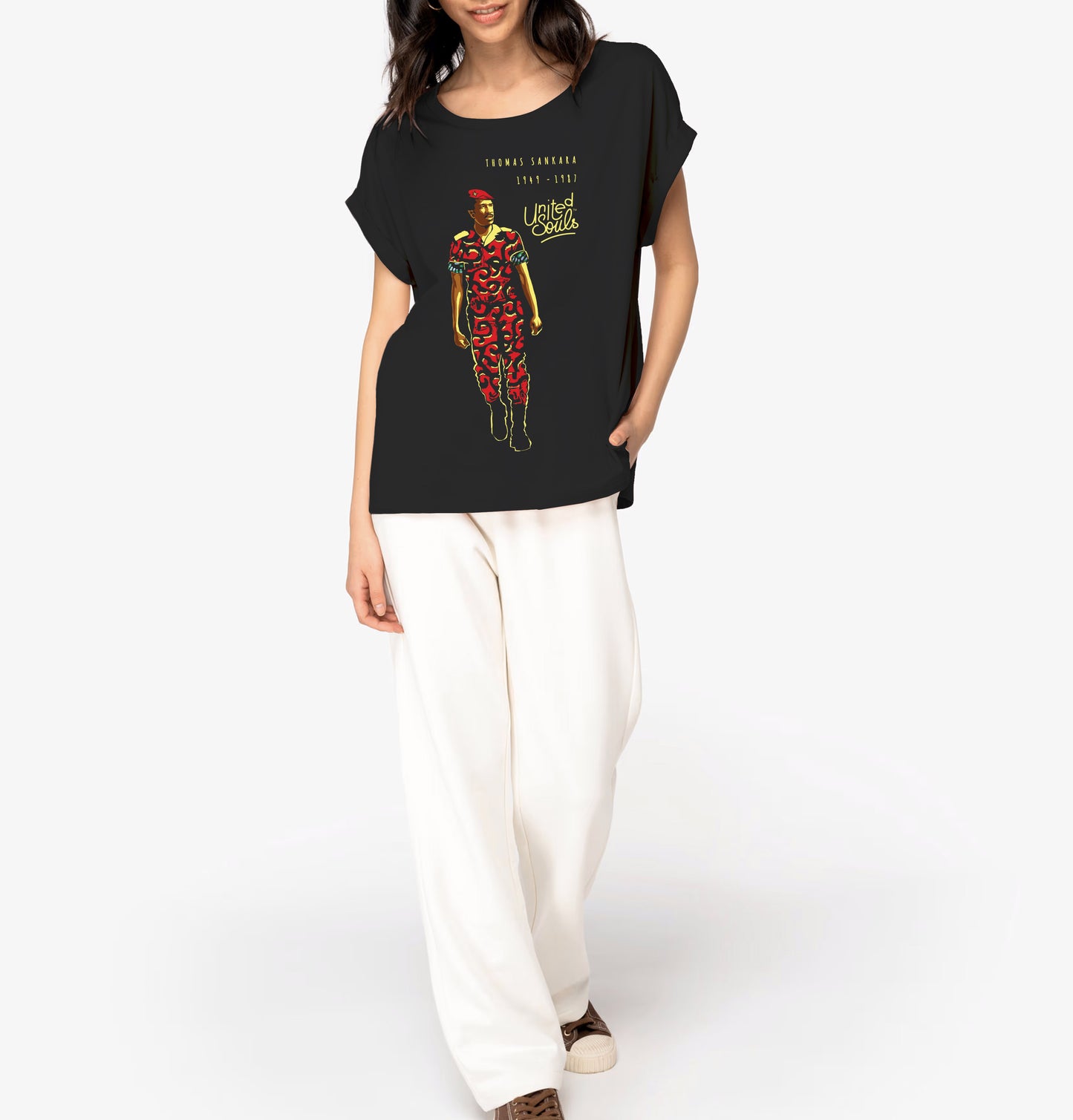 Thomas Sankara I Women's cuffed sleeve t-shirt