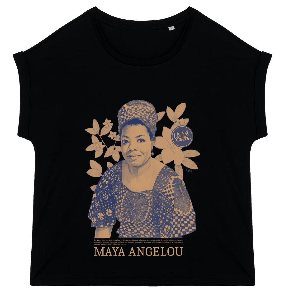 Maya Angelou color I Le t-shirt manches à revers femme United Souls - Des visages, une lutte, un héritage à porter !
