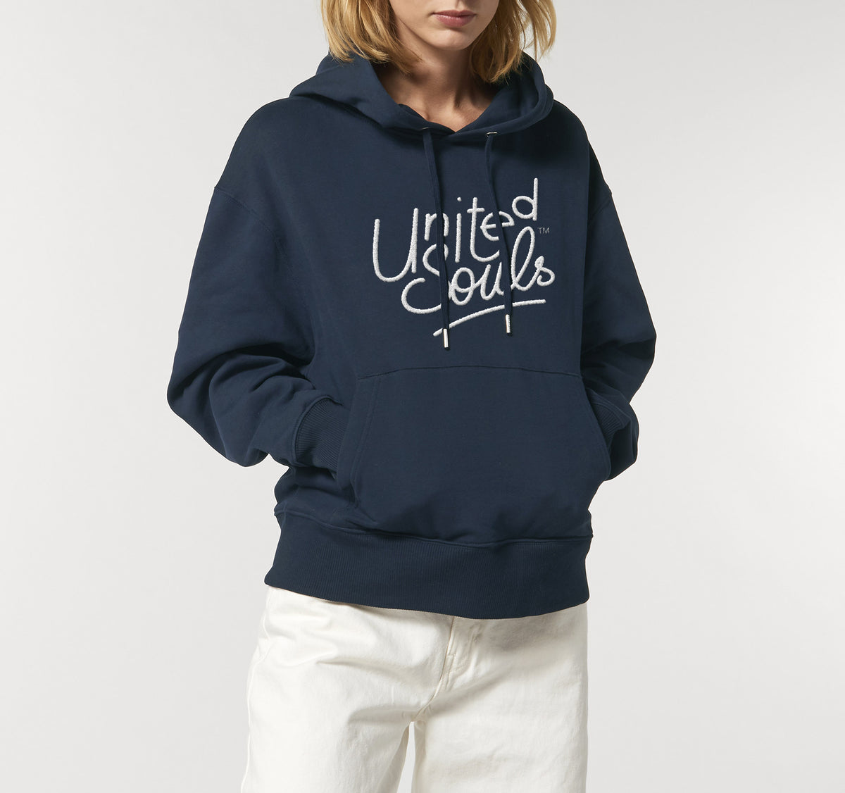 United Souls | Sweat à capuche oversize brodé French Navy – Bons plans
