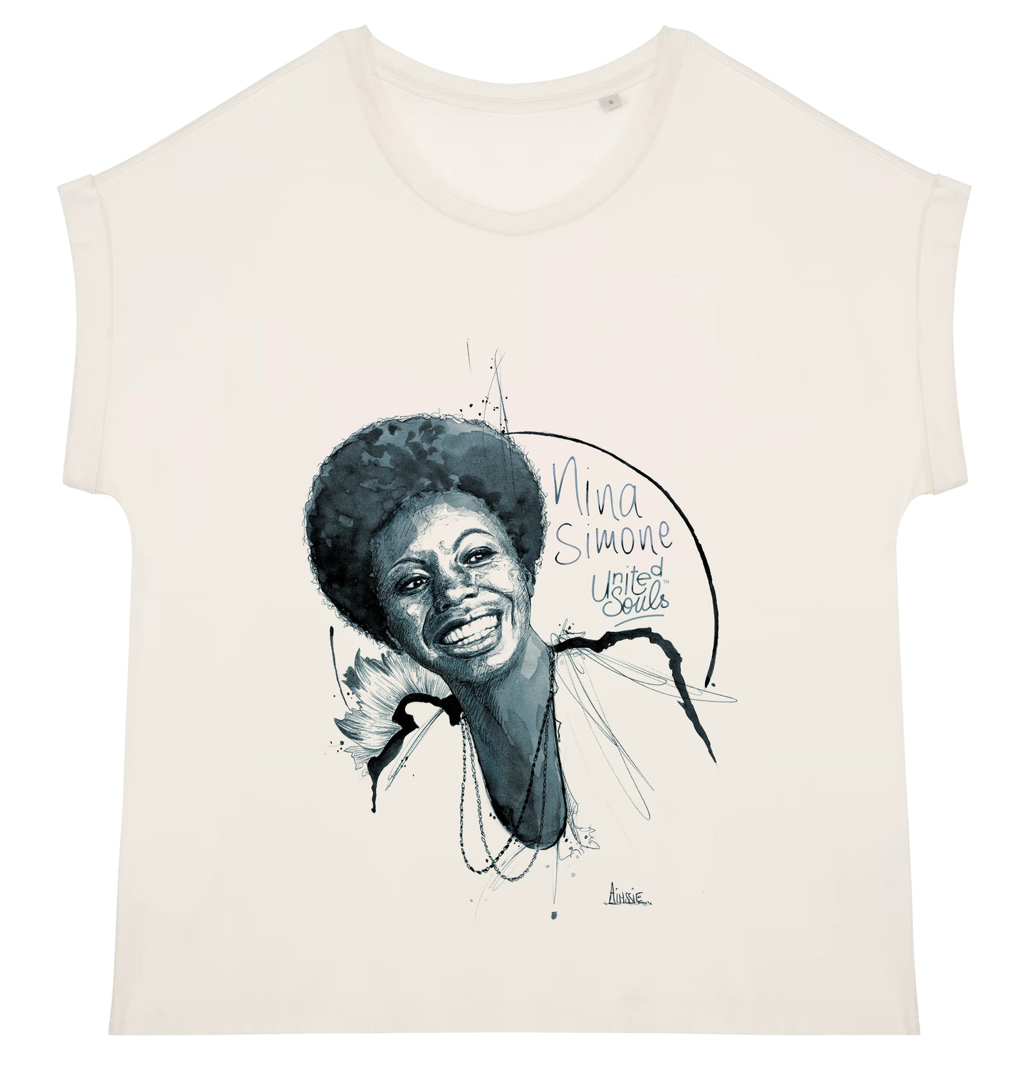 Nina Simone I Damen T-Shirt mit Manschettenärmeln