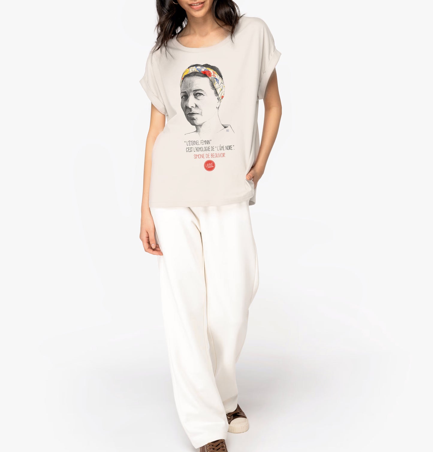 Simone de Beauvoir I Le t-shirt manches à revers femme