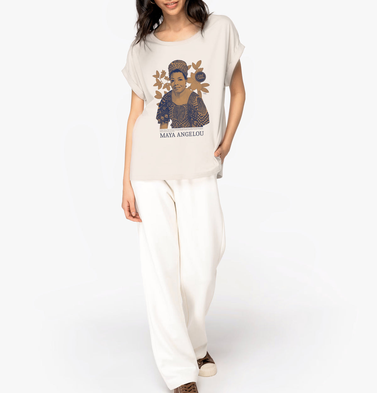 Maya Angelou Farbe I Damen T-Shirt mit Manschettenärmeln