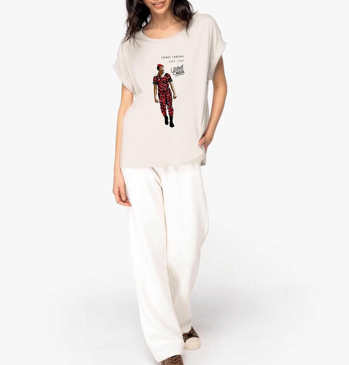 Thomas Sankara I Women's cuffed sleeve t-shirt