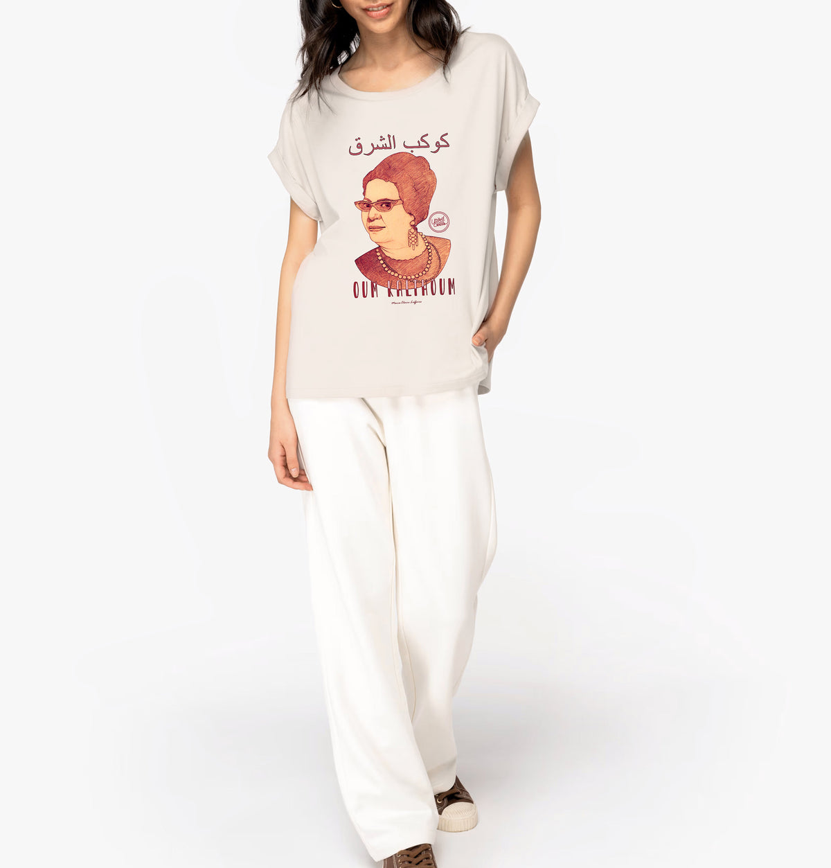 Oum Kalthoum I Damen T-Shirt mit Manschettenärmeln