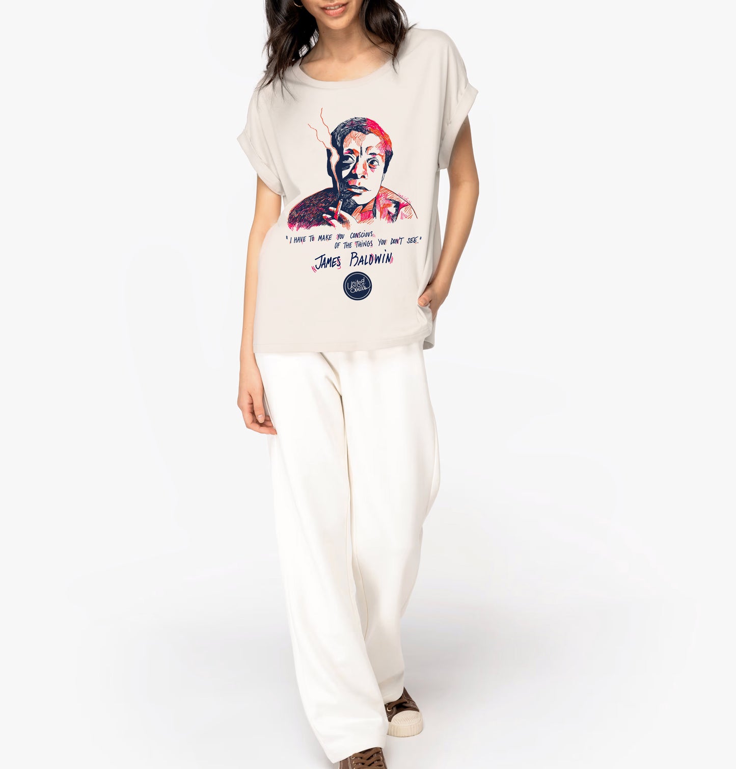 James Baldwin I Women's Turn-Up Sleeve T-Shirt