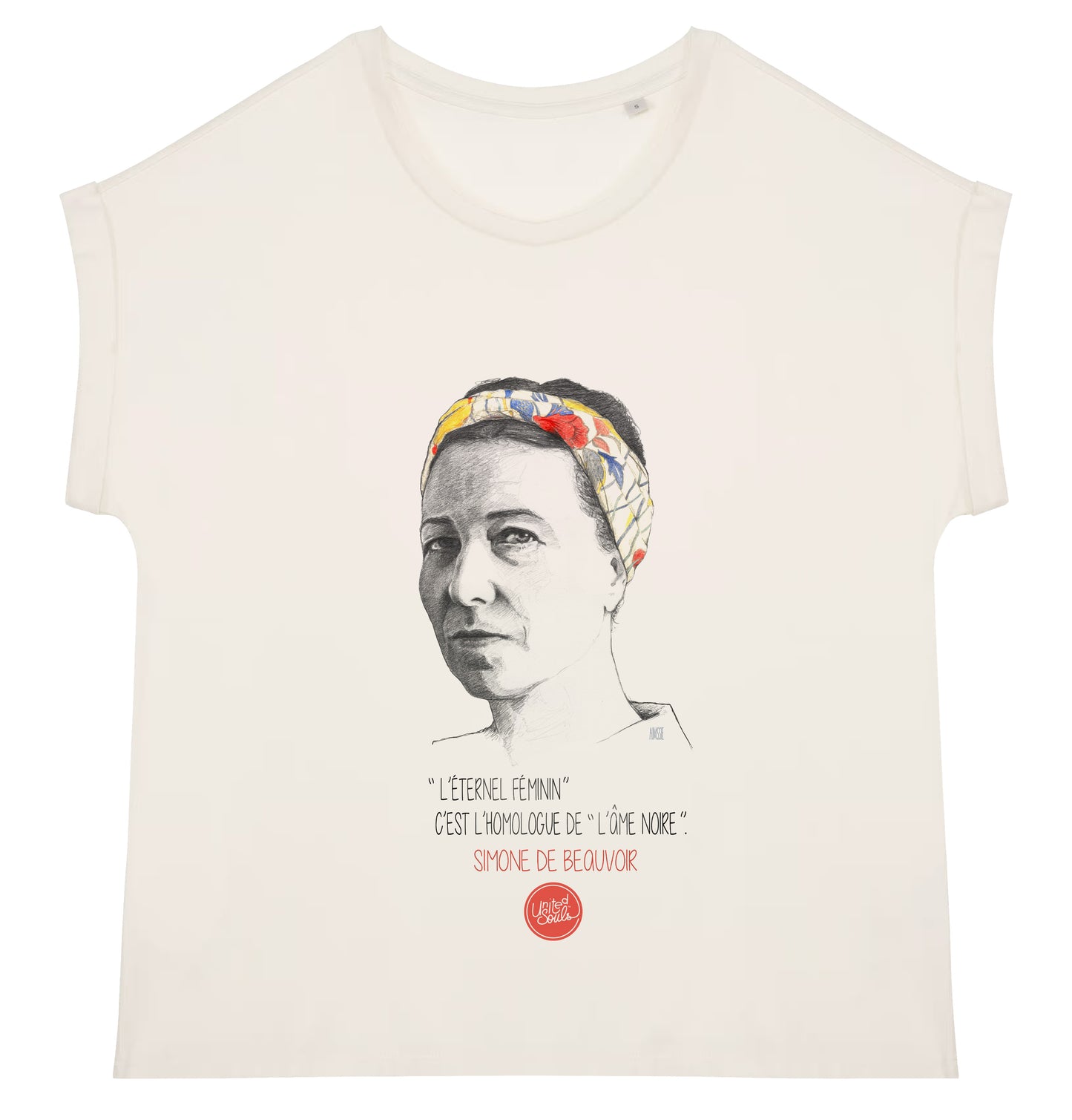 Simone de Beauvoir I Le t-shirt manches à revers femme