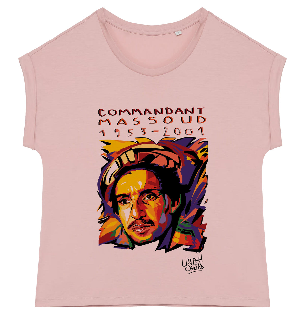 Ahmed Shah Massoud I Le t-shirt manches à revers femme United Souls - Des visages, une lutte, un héritage à porter !
