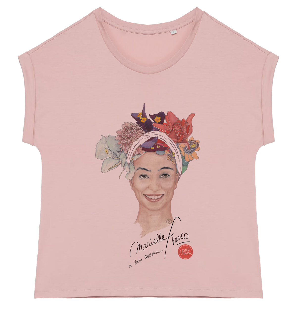 Marielle Franco I Le t-shirt manches à revers femme United Souls - Des visages, une lutte, un héritage à porter !