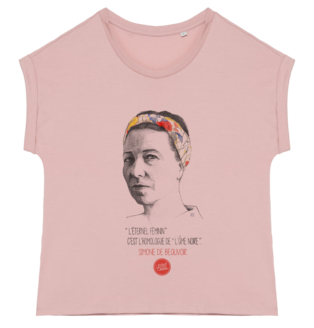 Simone de Beauvoir I Le t-shirt manches à revers femme United Souls - Des visages, une lutte, un héritage à porter !