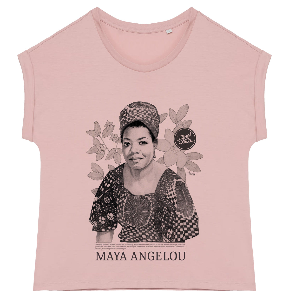 Maya Angelou Classic I Le t-shirt manches à revers femme United Souls - Des visages, une lutte, un héritage à porter !