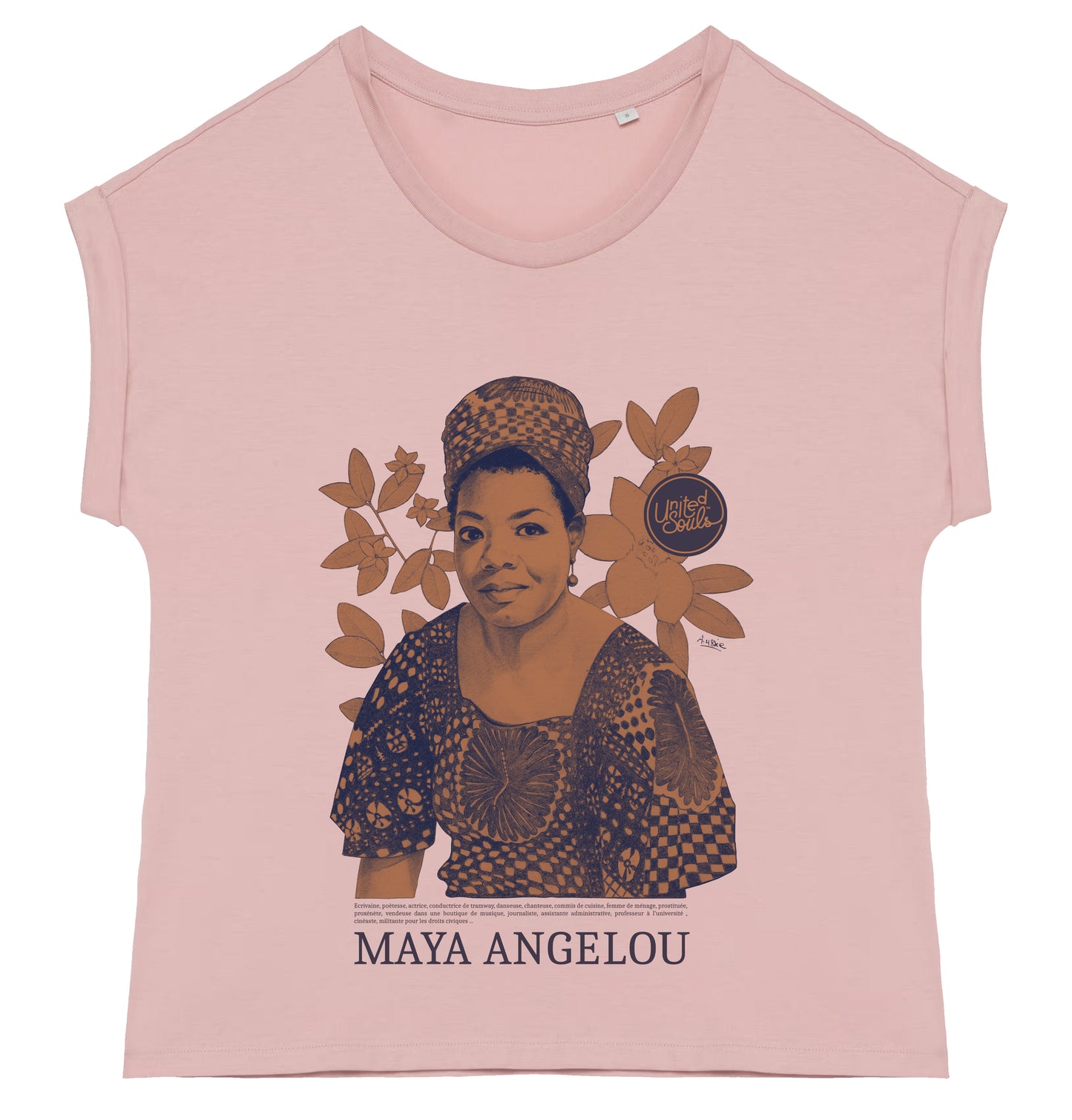 Maya Angelou color I Le t-shirt manches à revers femme
