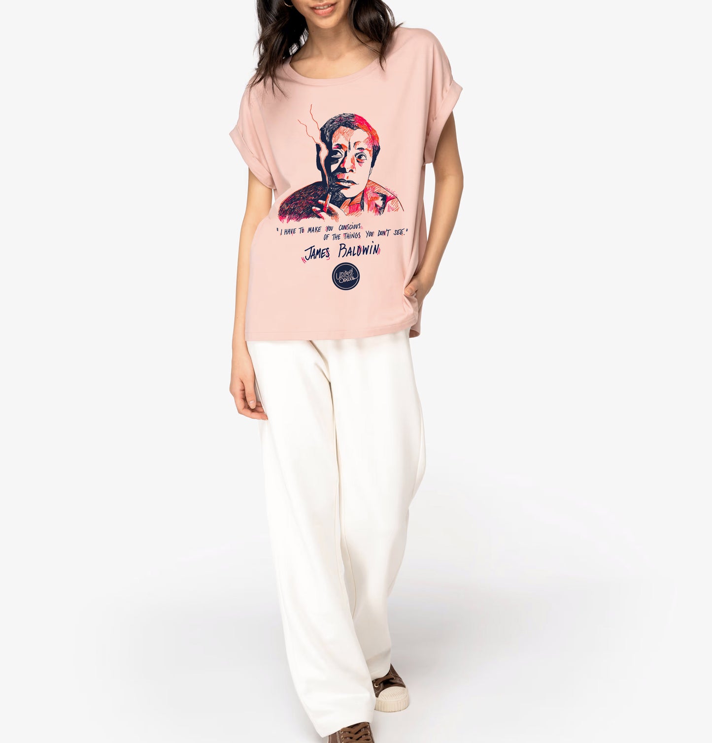 James Baldwin I Women's Turn-Up Sleeve T-Shirt