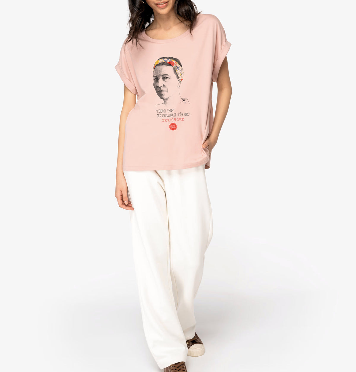 Simone de Beauvoir I Women's cuffed sleeve t-shirt