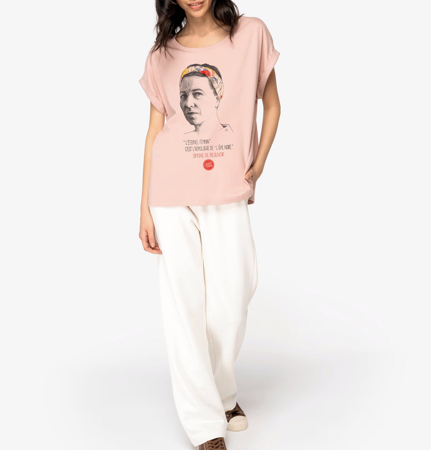Simone de Beauvoir I Le t-shirt manches à revers femme