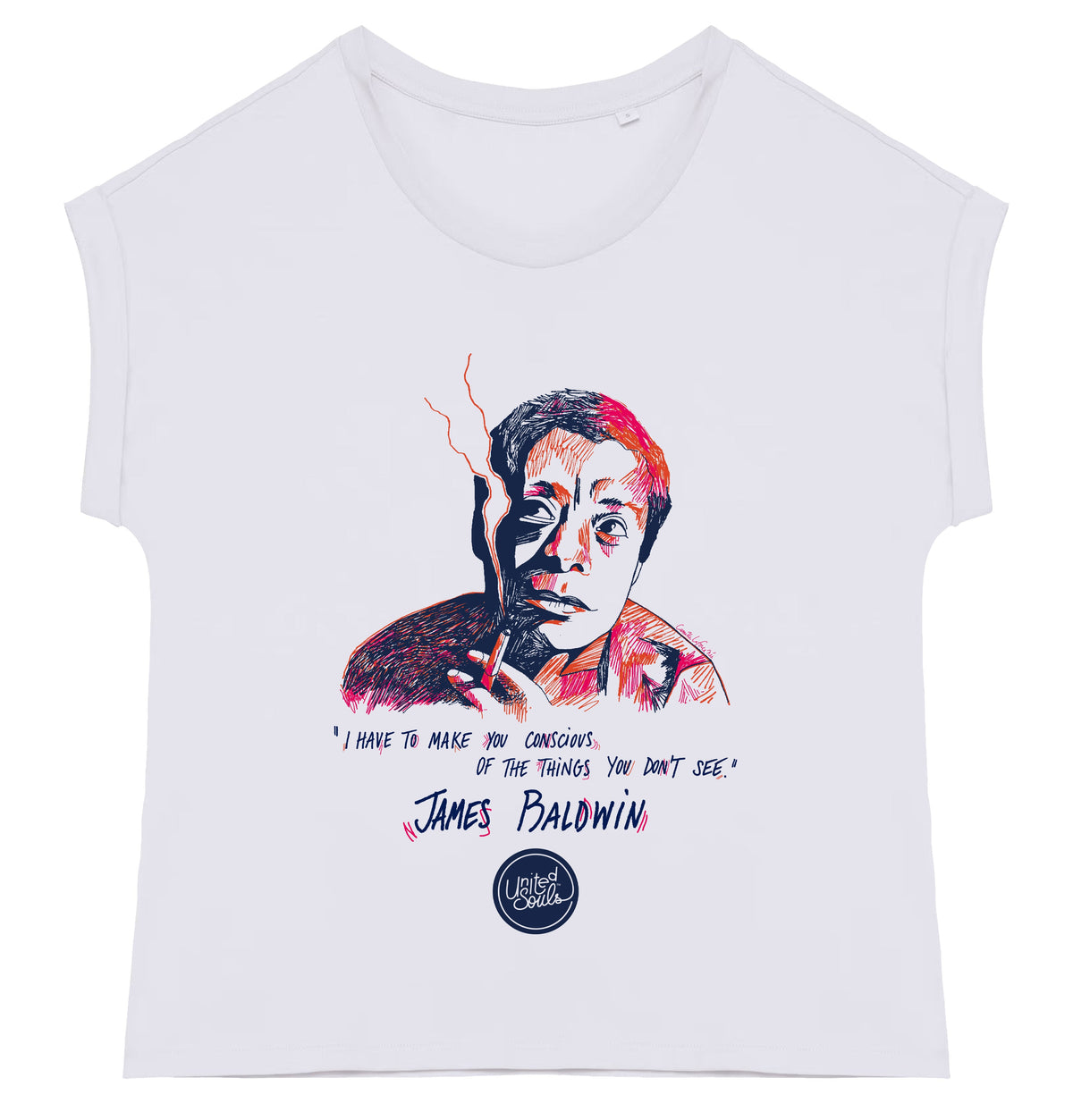 James Baldwin I Le t-shirt manches à revers femme United Souls - Des visages, une lutte, un héritage à porter !