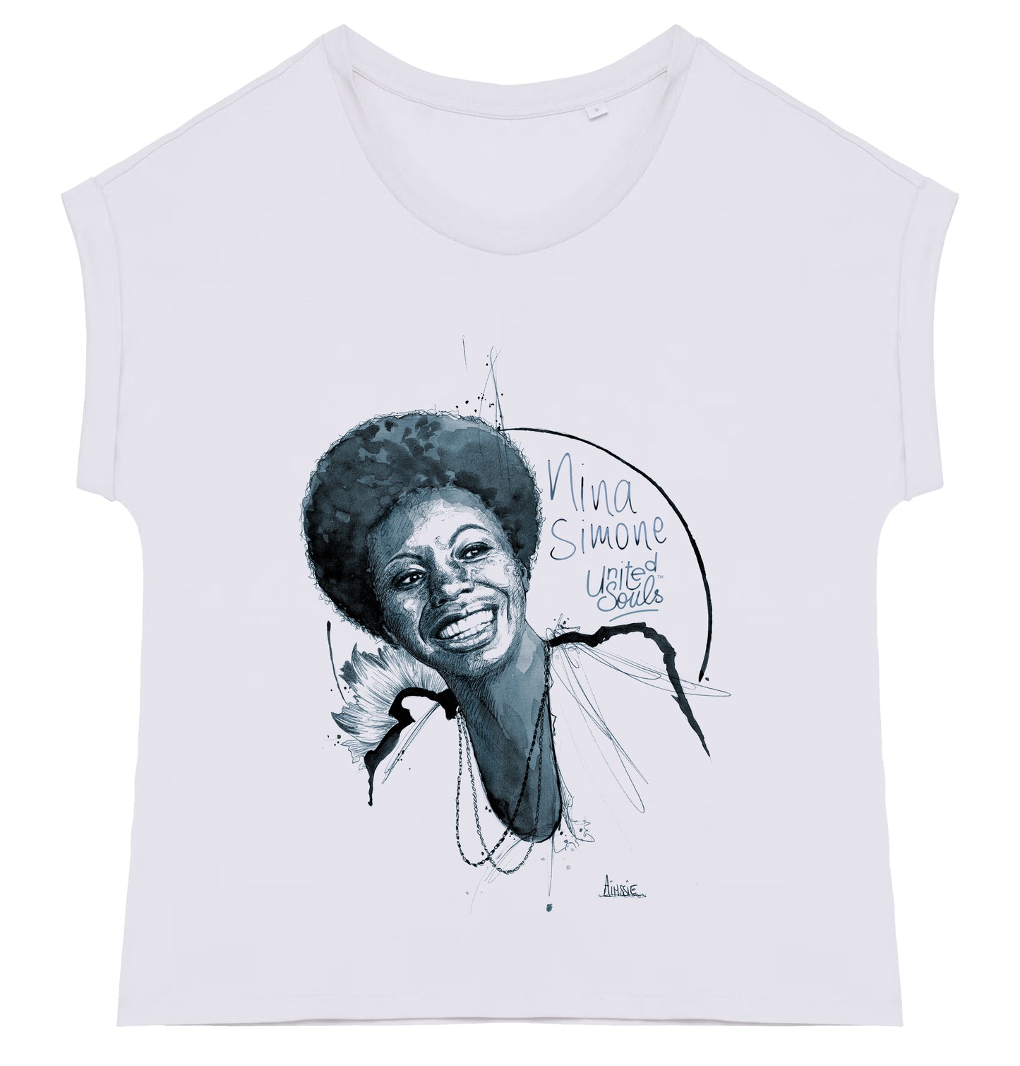 Nina Simone I Damen T-Shirt mit Manschettenärmeln