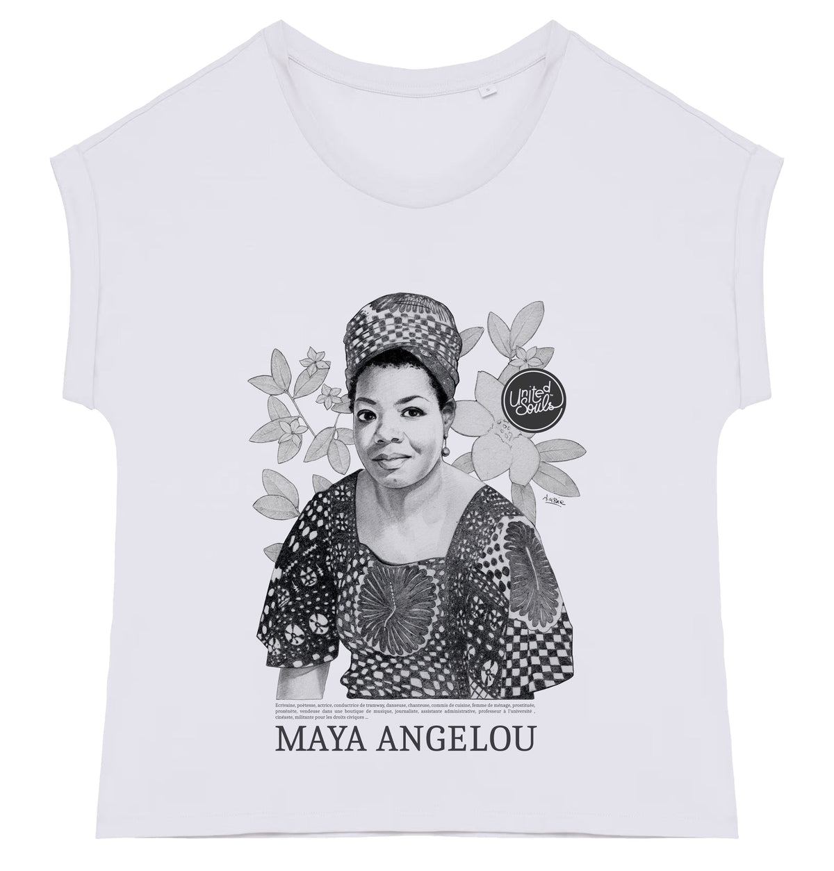 Maya Angelou Classic I Le t-shirt manches à revers femme United Souls - Des visages, une lutte, un héritage à porter !